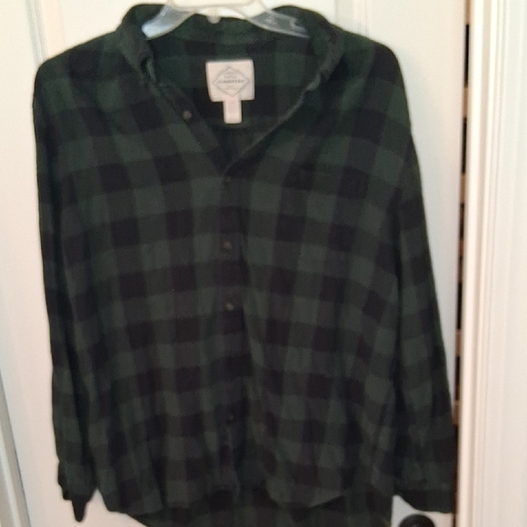St. John's Bay Green and Black Checkered Shirt - Picture 3 of 4